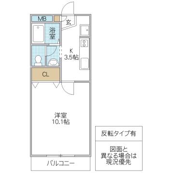 クリアマンション(1K/3階)の間取り写真