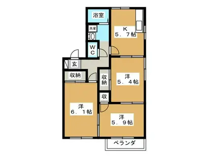 メゾンパークス B(3K/2階)の間取り写真