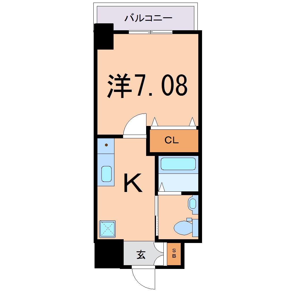 CASSIA豊中三国(1K/8階)の間取り写真