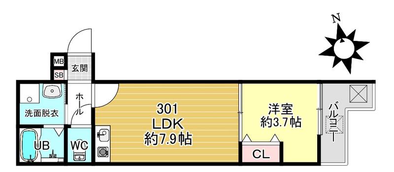 BKB仙石屋敷(1LDK/3階)の間取り写真