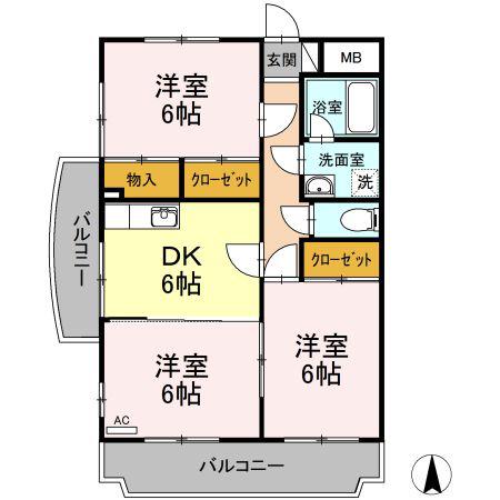 レジデンス今村 B(3DK/3階)の間取り写真