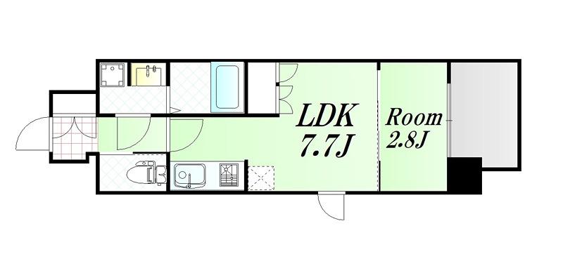 ソルレヴェンテ北堀江Q(1LDK/8階)の間取り写真