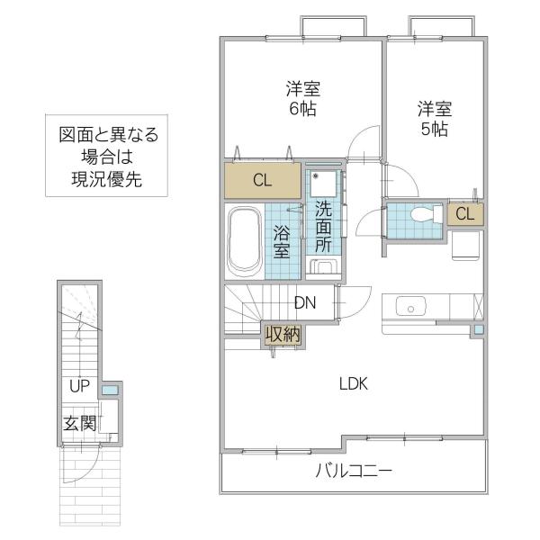 シャルマン若宮 S(2LDK/2階)の間取り写真