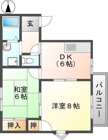 シャンボール今伊勢 C(2DK/1階)の間取り写真