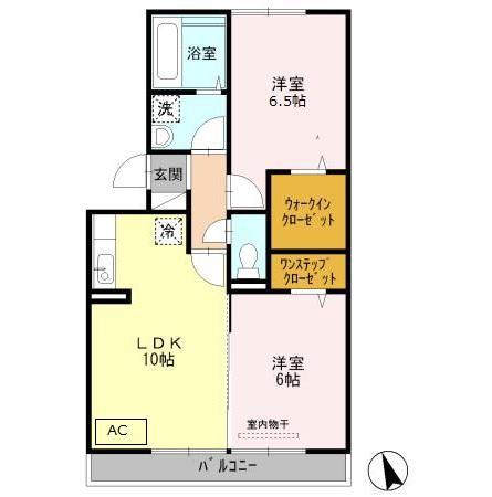 グレース雅A棟(2LDK/2階)の間取り写真