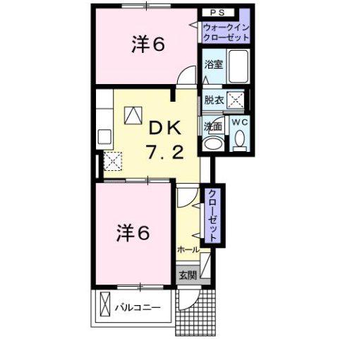 ソレイユS(2DK/1階)の間取り写真