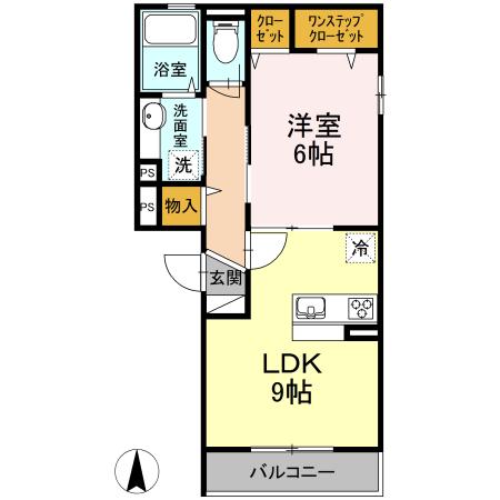 イースト AVENUEA(1LDK/1階)の間取り写真