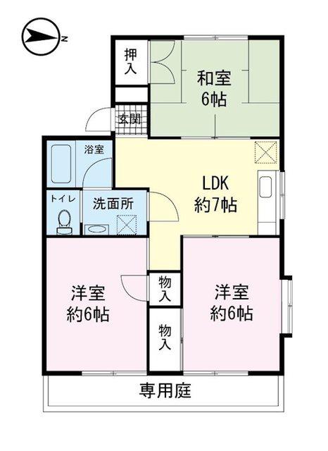 ソワサント大岡(3DK/2階)の間取り写真