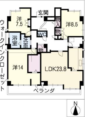 プレステージ川名II(3LDK/4階)の間取り写真