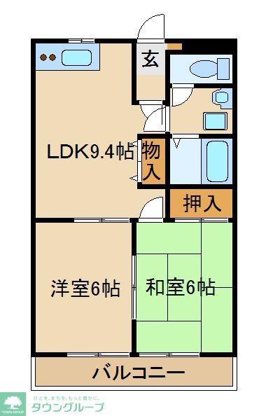 池ノ端・ヴィレッジ(2DK/1階)の間取り写真