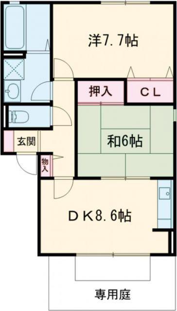 サンパティック北条(2DK/1階)の間取り写真