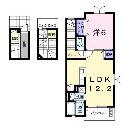 アンビション カシワ(1LDK/3階)の間取り写真