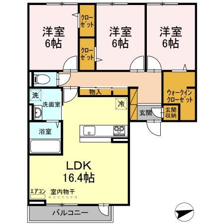 クロノス(3LDK/3階)の間取り写真