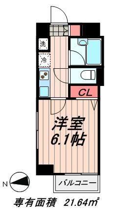 プレールドゥーク銀座イースト(1K/3階)の間取り写真