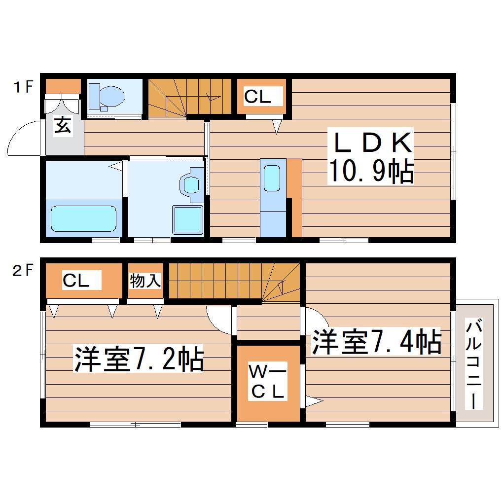 HEUREUX C棟(2LDK/1階)の間取り写真