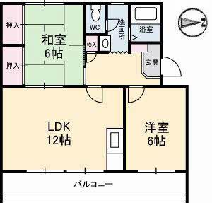 茜屋マンション(2LDK/3階)の間取り写真