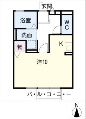 アスペンリーフ(ワンルーム/2階)の間取り写真