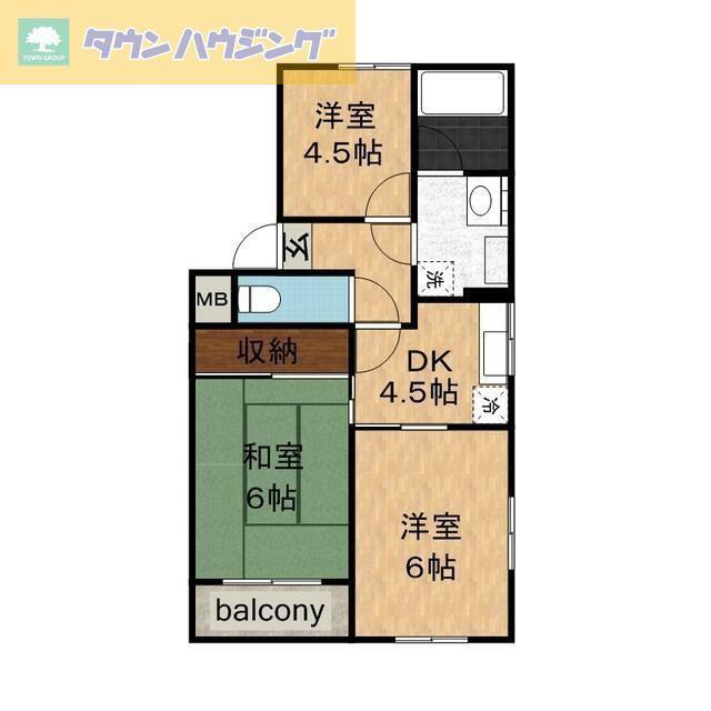 MSハイツ(3DK/4階)の間取り写真
