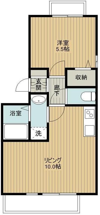 サン・タスク弐番館(1LDK/2階)の間取り写真