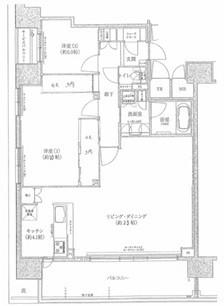 姫路ザ・レジデンス(2LDK/11階)の間取り写真