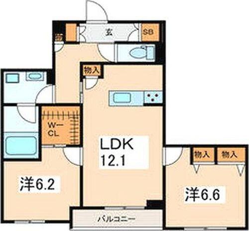 ヴィクトワール海老名(2LDK/2階)の間取り写真