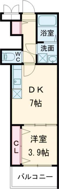 TKアンバーコート松原(1DK/3階)の間取り写真