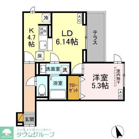 前原東2丁目PJ Dーセアリス前原東(1LDK/1階)の間取り写真