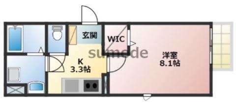シューンハイム(1K/1階)の間取り写真