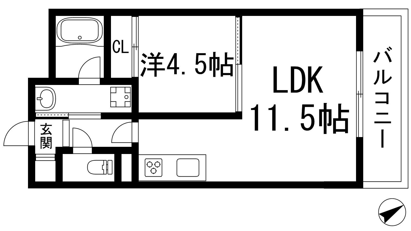 グランツ石橋(1LDK/3階)の間取り写真