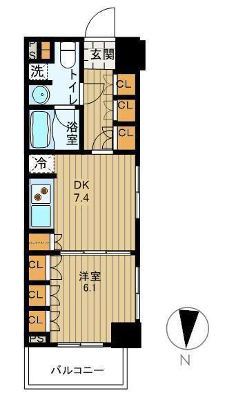 パークアクシス東陽町(1DK/11階)の間取り写真