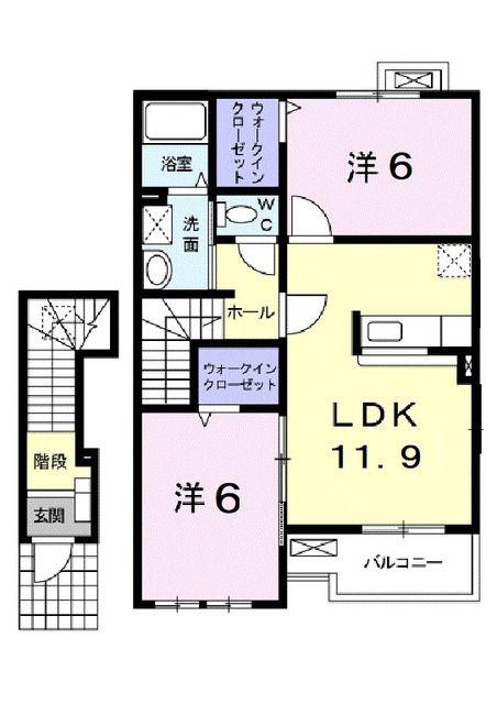 リヴァーサイド意宇V(2LDK/2階)の間取り写真