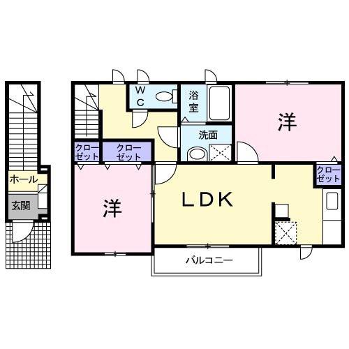 ラフィーネII(2LDK/2階)の間取り写真