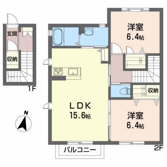 安齋ハイツIII(2LDK/2階)の間取り写真