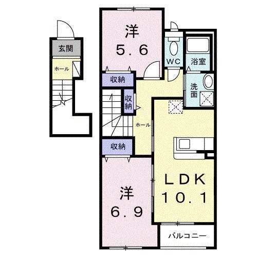 クリスタル レオ(2LDK/2階)の間取り写真