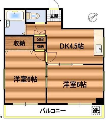 クレインヒル早稲田(2DK/8階)の間取り写真