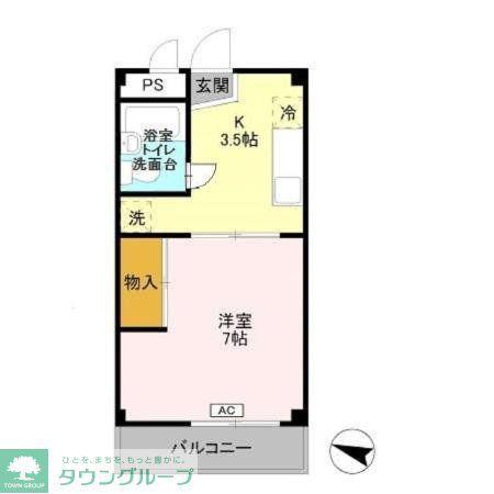 ホワイトルミエール(1K/1階)の間取り写真