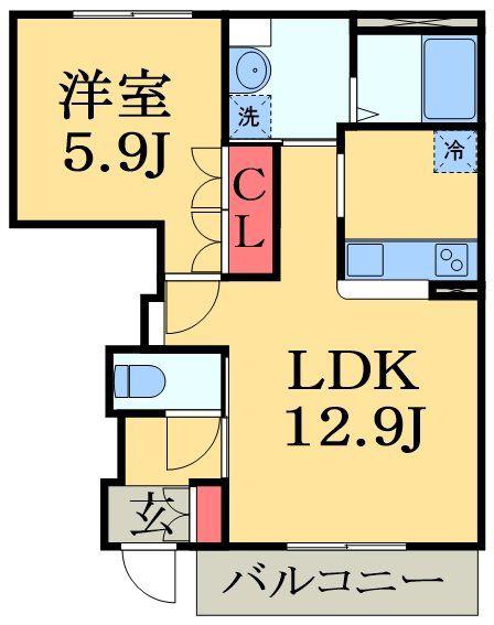 ロイヤルヒルズ(1LDK/1階)の間取り写真