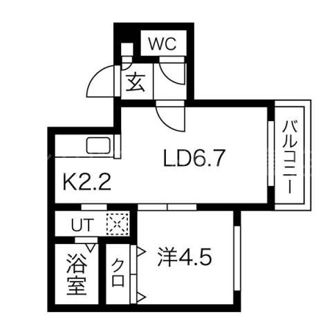 プリオール南郷(1LDK/2階)の間取り写真