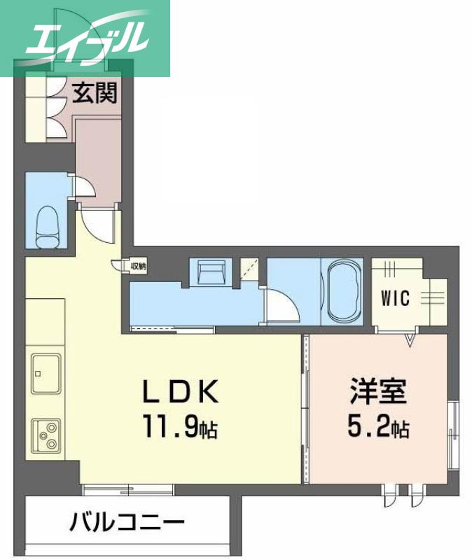 ユーグレイス東島田(1LDK/4階)の間取り写真
