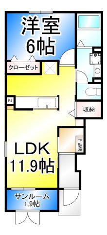 グラース聖徳(1LDK/1階)の間取り写真