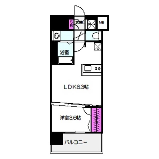 スワンズシティ大阪エスクレア(1LDK/14階)の間取り写真