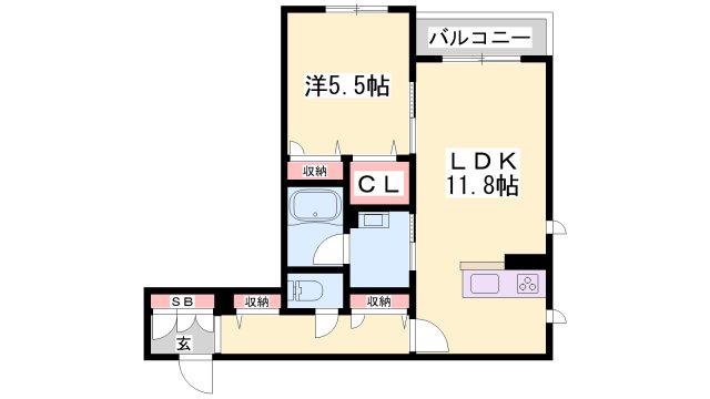ザ フジイ ガーデンB(1LDK/2階)の間取り写真