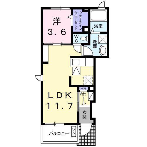 リュミエール(1LDK/1階)の間取り写真
