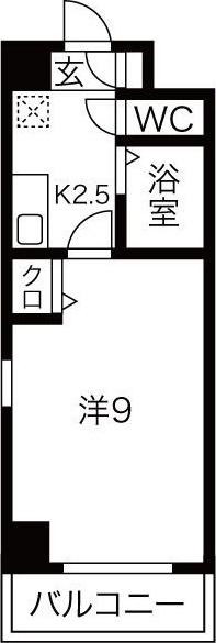 ファミール今池(1K/8階)の間取り写真