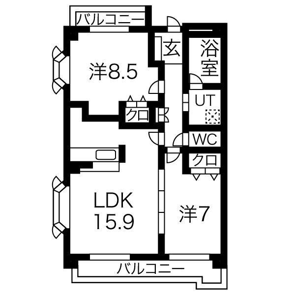 ロイヤルスクエア(2LDK/4階)の間取り写真