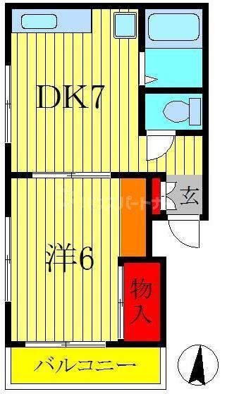 サクラヒルズ(1DK/3階)の間取り写真