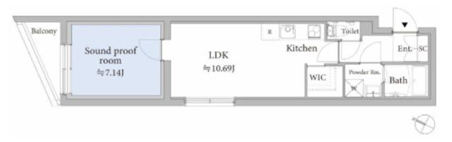 ASTILE STUDIO 王子(1LDK/2階)の間取り写真