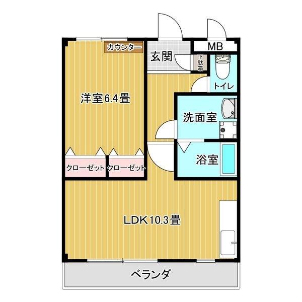 リバーサイド・愛(1LDK/2階)の間取り写真