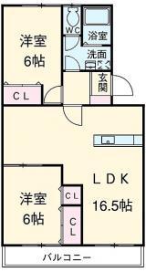 ハイツアデリーヌ(2LDK/2階)の間取り写真