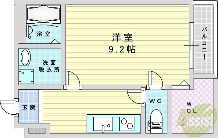フジパレス御幣島(1K/1階)の間取り写真